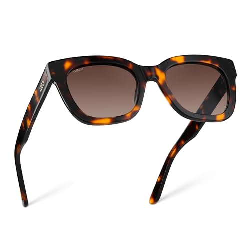 WearMe Pro Women's Polarized Large Square Sunglasses: Subtle Cat Eye Corners, Thick Frame & Modern Aesthetics