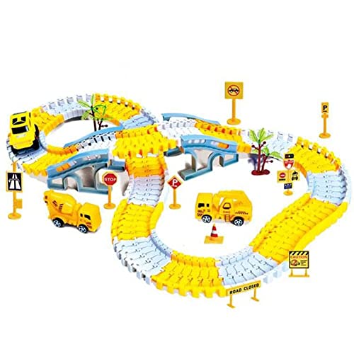 Race Car Track Spielset für Kinder,Elektrische Rennauto-Fahrzeuge Spielzeug Set Flexible Train Tracks Spielzeug Mini-Baufahrzeugen Spielzeug Bagger Spielzeug Kinderspielzeug Auto Spielzeug für Kinder Cover