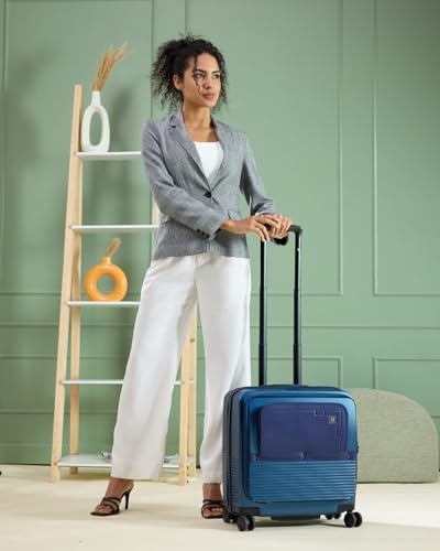 Image of EUME Overnighter Pro Luggage Trolley for Travel 18 inch, Cabin Bag | Trolley Bag Small for Luggage | with Laptop Sleeve | 100% German Bayer Polycarbonate - Tropical Blue