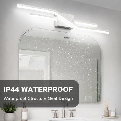 Image of SOLFART Vanity Lights for Bathroom Dimmable Modern Brushed Nickel Bathroom Light Fixtures Over Mirror 32 Inch
