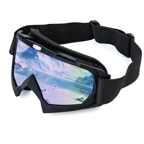 Moto des Lunettes de Protection, Lunettes de Ski d 'Anti-poussière d' Coupe-Vent pour Activités Extérieures, Ceinture Télescopique Réglable Lunettes Anti-Buée Avec Rembourrage en Mousse, Argenté