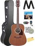 Ibanez PF54 PF Performance Dreadnought Acoustic Guitar - Open Pore Natural Bundle with Hard Case, Tuner, Strings, Strap, Picks, Austin Bazaar Instructional DVD, and Polishing Cloth
