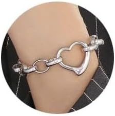 Stainless Steel Heart Chunky Chain Bracelet Charm Jewelry for Women Couples Gift - Image 2