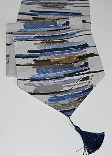 Holiselear Multi-Size Colorful Stripe Blue Table Runner Fall 13 X 48 Inch For Coffee Farmhouse Long Desk Tall Kitchen Tea/Coffee Table Dining Room Decoration Party Dresser Thanksgiving Christmas #TOP1