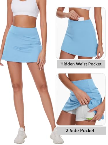 Ibeauti Saias de golfe femininas plissadas nas costas atléticas com 3 bolsos shorts de malha para co