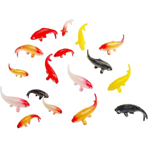 X Hot Popcorn 40 Pcs Miniature Fish for Crafts Mini Koi Fish Figurines Small Plastic Fish Miniature...