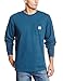 Carhartt Men's Loose Fit Heavyweight Long-Sleeve Pocket T-Shirt, Stream Blue, REG-LRG