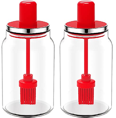 Recipiente para condimentos de vidrio de 220 ml, juego de botellas de aceite color rojo 2
