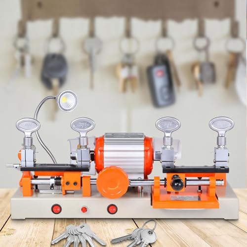 Upgraded 180W Horizontal Key Cutting Machine with Copper Motor, Polishing Brush, Adjustable Multi-Directional Clamps - Durable Tool for Professional Locksmiths