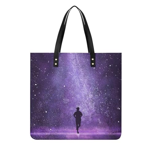 Sac à main galaxie violette femmes cabas shopper de voyage 39x39cm
