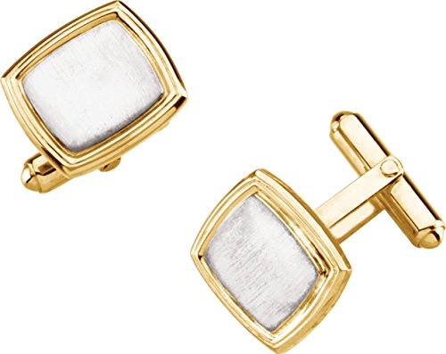 Banvari 14K Yellow & White Gold 14X16Mm Cuff Links #TOP30