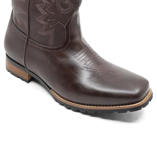 Image of Metrocharm Men's Cowboy Western Embroidered Square Toe Boots WESTERN-03