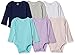 Amazon Essentials Lot de 6 Bodies à manches longues pour bébés, filles, - turquoise / violet / Bleu / Blanc / Gris / rose - Taille FR 6-9M (ES 63-74) / US 9 M