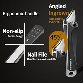 EBEWANLI Ingrown Nail Clippers, Slanted Curved Blade Toe Nail Clippers for Ingrown Toenails & Fingernail, Stainless Steel Toenail Clippers Cutter, Angled Nail Clippers for Seniors, Men, Women