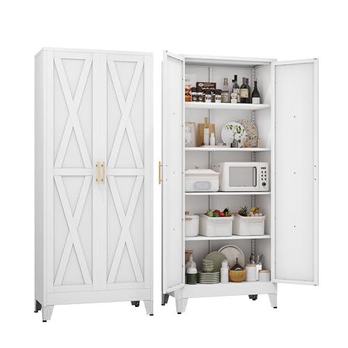 Metal Kitchen Pantry Storage Cabinet with Adjustable Shelves