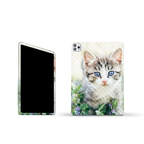Image of MightySkins Carbon Fiber Skin Compatible With Apple iPad Pro 11 inch M2 4th Gen (2022) Full Wrap Kit - Blue Eyed Kitten | Protective, Durable Textured Carbon Fiber Finish | Easy To Apply | Made in the USA