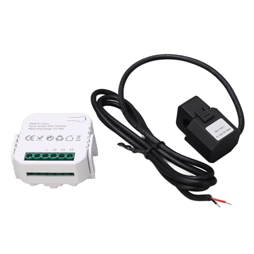 Monitor di energia WiFi, contatore intelligente monofase con morsetto, monitoraggio del consumo energetico, 100-240 VAC (nero)
