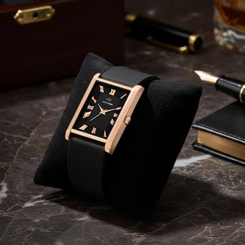 Image of CHARLIEKEEN Slim Analogue Watch, Black Dial, Leather Strap