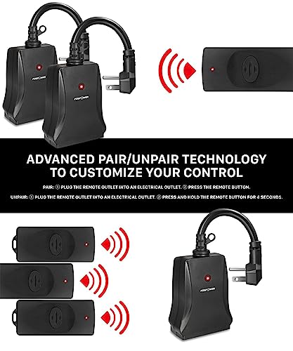 Fosmon Wireless Remote Control Outlet (2 Outlets, 80 Feet Range) Etl Listed Water Resistant Electrical Remote Outlet For Outdoor Lights, Kitchen Appliances & Household Appliances (Battery Included) #TOP5
