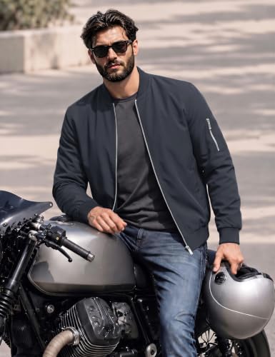 Image of MAGCOMSEN Men's Jacket Lightweight Windbreaker Bomber Jacket Windproof Casual Jacket Zip Up Coats Outwear with 5 Pockets