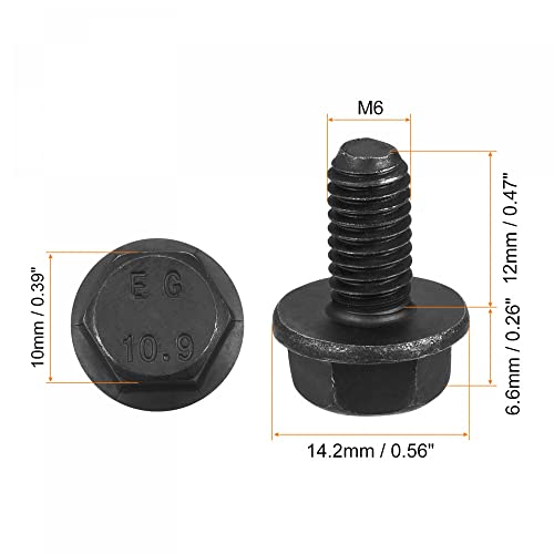 Pernos de brida hexagonal M6x12mm para evitar vibraciones, tornillos de cabeza hexagonal 10.9 2