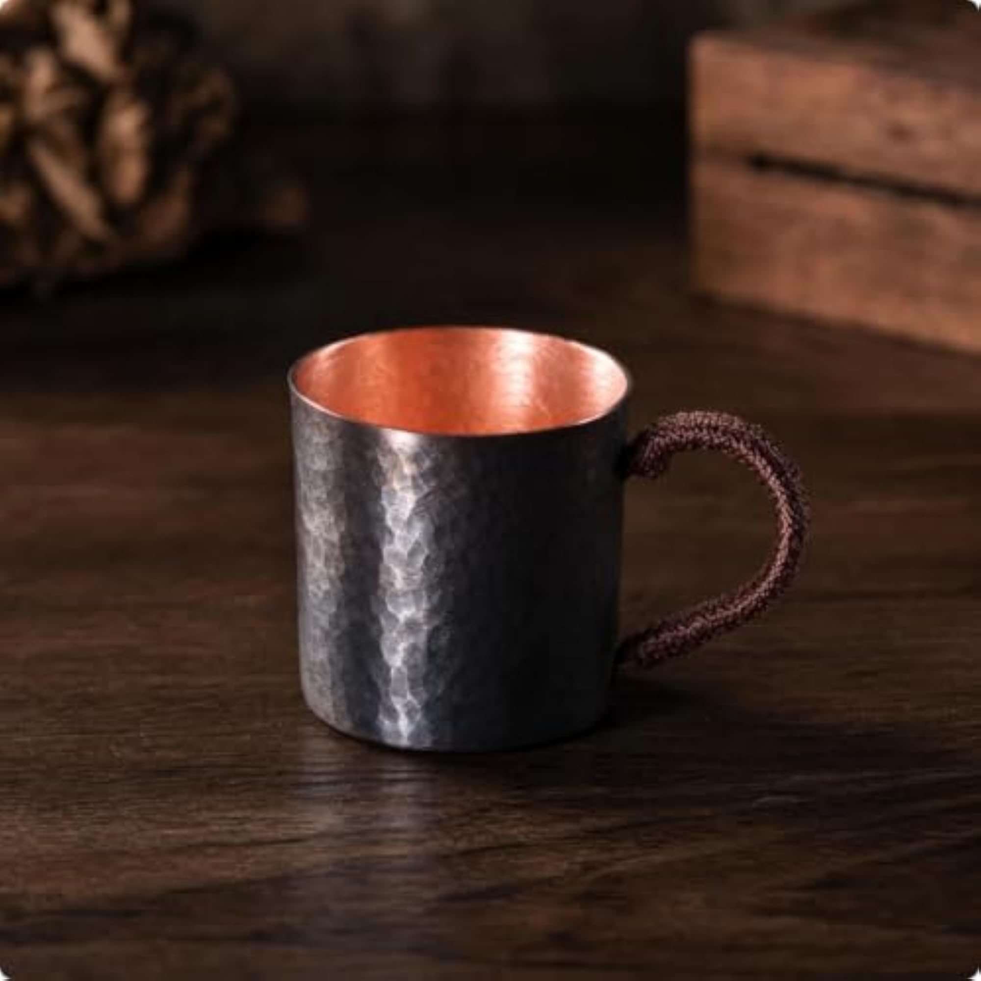 Handmade Pure Copper Cup, Handcrafted Hammered Drinkware