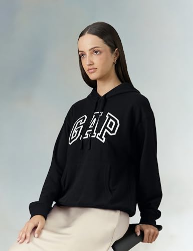 Image of Gap Women Graphic Printed Relaxed Fit Full Sleeve Hoodie