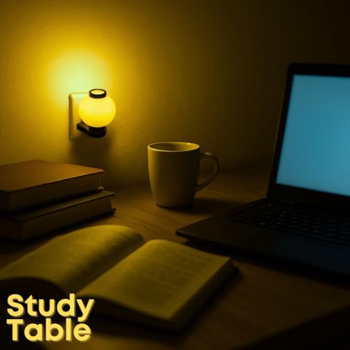 Image of Hi-Plasst Yellow LED Night Lamp with Plug - Compact 0 Watt Bulb Lamp for Wall, Bedroom, Study or Bedside Table Lighting - Set of 15