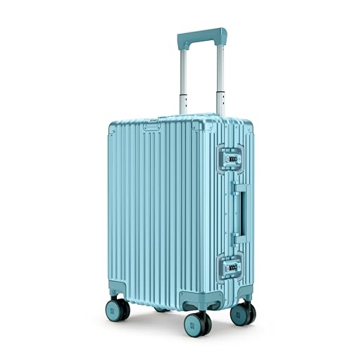 Image of EUME 100% Aluminium Cabin Trolley Bag Small for Travelling 50cm | Durable High-End 8 Silentrun 360 Degree Spinner Wheels System | Premium Trolley Bag Small for Travel (Celestial Blue)
