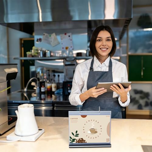 DICOSMETIC 1 Stück A5 Mehrseitiger Wendeblatt Acryl Schildhalter Tisch Menühalter mit 6 Seitenhüllen 81.5x21.5x3.6cm Tisch Schild Vertikal Displayständer für Foto Bar Restaurants Hochzeiten Hotel