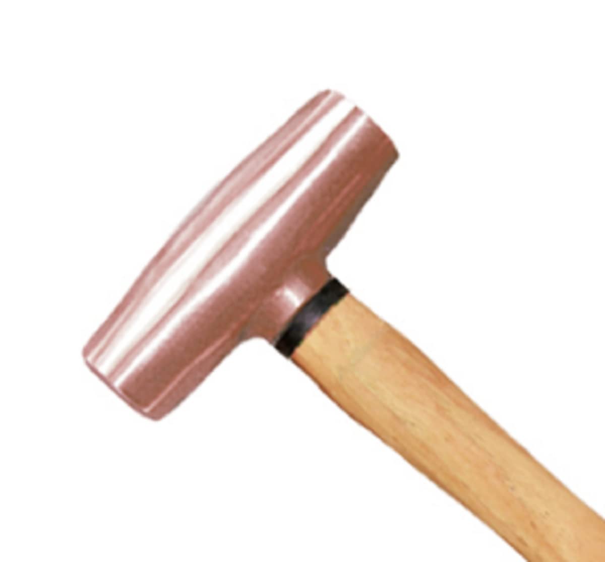 WEDO Martillo de mazo de cobre, martillo tipo tambor con mango de madera, 14 pulgadas de longitud, 2 libras