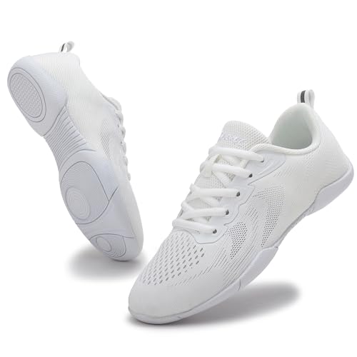 Image of Cheer Shoes Girls White Cheerleading Team Lightweight Breathable Flexible Tumbling Dancing Training Tennis Walking Youth Competition Sneakers Women