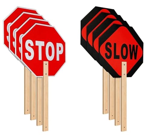 Panneau Stop Slow reflechissant et robuste pour securite des chantiers 8PCS - 2