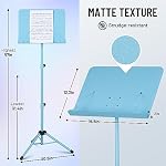 CAHAYA Sheet Music Stand & Tabletop Music Stand Solid Back with Carrying Bag for Books Notes Laptop Tablet Blue CY0194-3