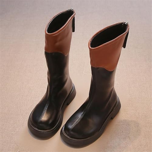 Boots for Girl,Girls Round Toe Back Zipper Knee High Riding Boots Chunky Heels Slip On Winter Fashion Shoes for Little Kid Big Kids Toddler2