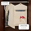 JD FRESH 1 Piece of Double Pocket Hanging Saree Bag/Cotton Clothes Bags for Storage/Hanging Cotton Saree Covers/Mesh Window Cloth Storage Bag/Saree Stoarge Covers with Zip - Off White