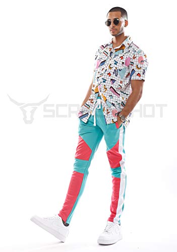 Image of SCREENSHOT Screenshotbrand Mens Hip Hop Slim Fit Track Pants - Athletic Jogger Bottom with Side Taping