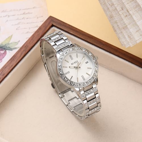 BUREI Luxury Women's Diamond Watch, Analog Stainless Steel Quartz Waterproof Women's Watch2