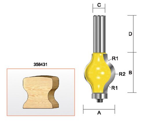 Kempston 358431 Handrail Bit, 1/2-Inch Shank, 1-1/4-Inch Cutting Diameter, by 1-1/2-Inch Cutting Length