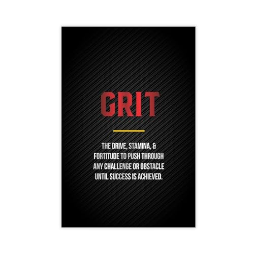 Grit - Póster de lienzo inspirador con texto en inglés "Textart", decoración de dormitorio, paisaje, oficina, habitación, regalo, sin marco: 30 x 45 cm