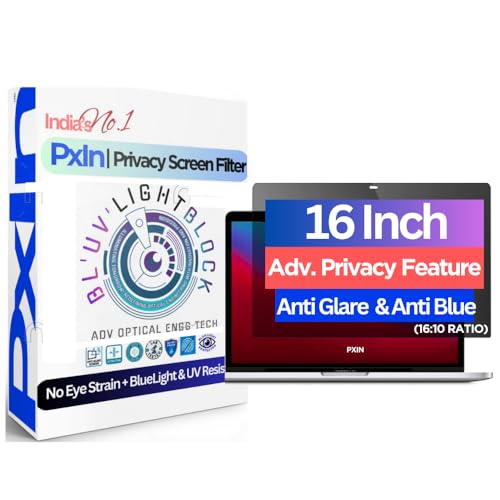 Image of PxIn FuTech 16 Inch (16:9) Privacy Screen Filter - NO Eye Strain | Anti-Blue Light + Anti-Glare | Privacy Screen Protector