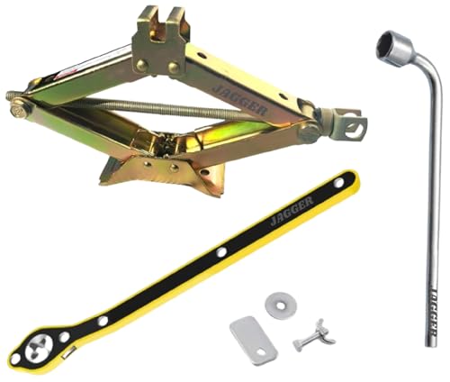 Image of JAGGER Manual Scissor car Jack for All car with (3 TON Jack with Ratchet & Spanner [ Golden ])