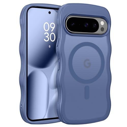 BENTOBEN Magnetic for Google Pixel 10 Pro XL Case Cute, Curly Wavy Pixel 10ProXL Case [Compatible with MagSafe] Anti-Slip Bumper Matte Slim Women Girls Boys Cover for Google 10ProXL 6.8', Sierra Blue