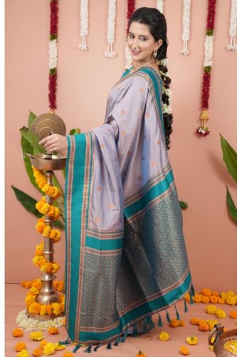 Image of SGF11 Women's Kanjivaram Pure Soft Silk Saree With Unstitched Blouse Piece