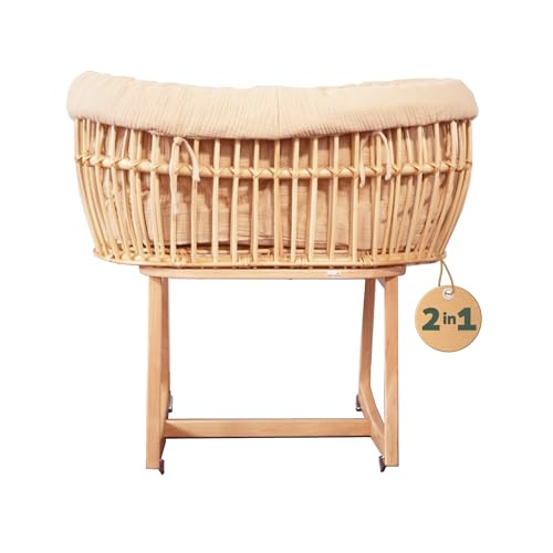 Geuther Schaukelwiege Rocker | Rattan Babykorb & Untergestell mit...