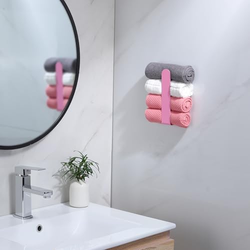 Image of Taozun Hand Towel Holder - Pink Towel Bar for Bathroom, Kitchen, RV, Dorm Room Decor, Adhesive, Stainless Steel, 7.9 Inch, No Drill(Gift for Women /Daughter /Girlfriend)