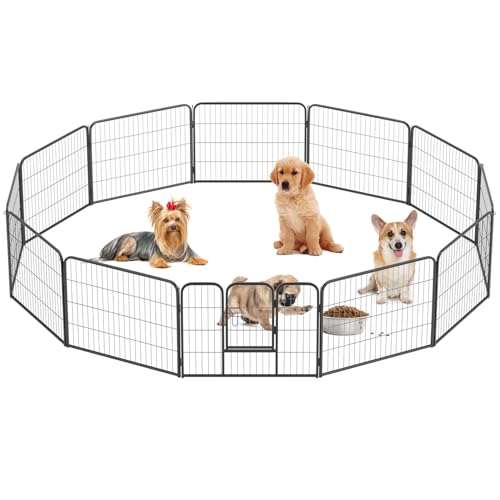 Image of BestPet | Dog Playpen | 24 Inch, 12 Panels | Heavy Duty Metal Pet Exercise Pen | Indoor Outdoor Fence Panels | Rust-Resistant, Removable, Tool-Free Setup | Anti-Skid, Expandable Design