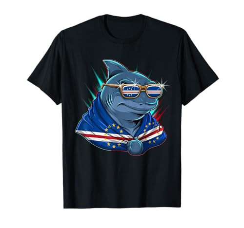 Cape Verde Flag Shark Cape Verdean Roots Cabo Verde T-Shirt