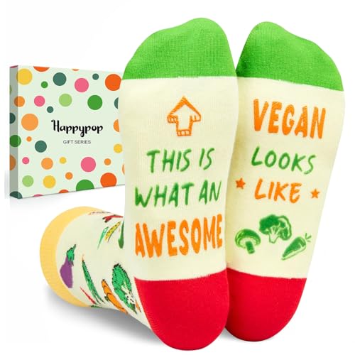 HAPPYPOP Vegan Gifts Socks - Vegan Gift Ideas for Women & Men Vegetarian Socks Gifts