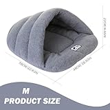 Hperu Hundebett mit Kapuze, Katze Schlafsack, Winterthermalsbett mit Kapuze, halb bedeckte Hundekatze Höhle, Welpenhöhlenbett, faltbares gemütliches Haustierbett Haus für Katze, Hund, m